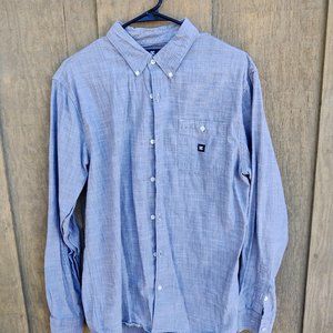 DC Brand Men’s Large Long-Sleeve 100% Cotton Dress Shirt Textured Gray w/ Pocket